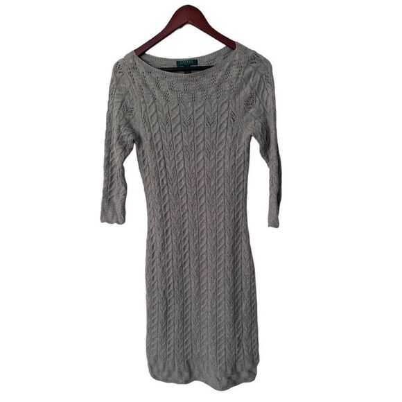 Vintage Lauren Ralph Lauren 3/4 Sleeve Pullover Sweater Dress Gray Size S/P - Picture 1 of 13